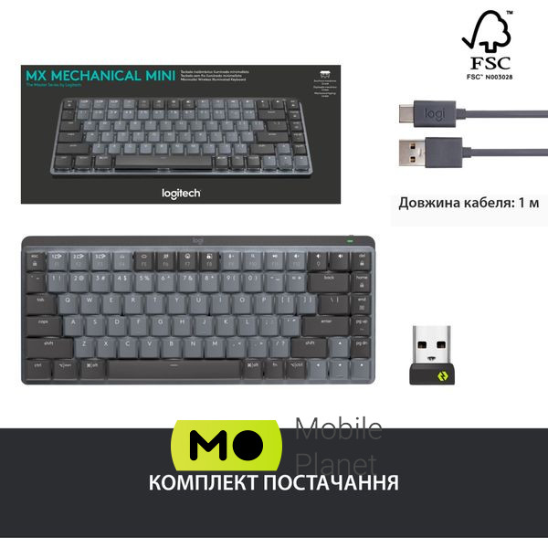 Logitech MX Mechanical Mini Minimalist Graphite (920-010780) (UA) Тип: ігрова; Призначення: для ПК;