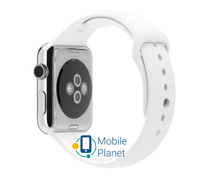 Apple Watch 42mm Stainless Steel Case with White Sport Band (MJ3V2)