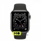Apple Watch Series 6 (GPS Cellular) 40mm Graphite Stainless Steel Case with Black Sport Band (M02Y3/M06X3)
