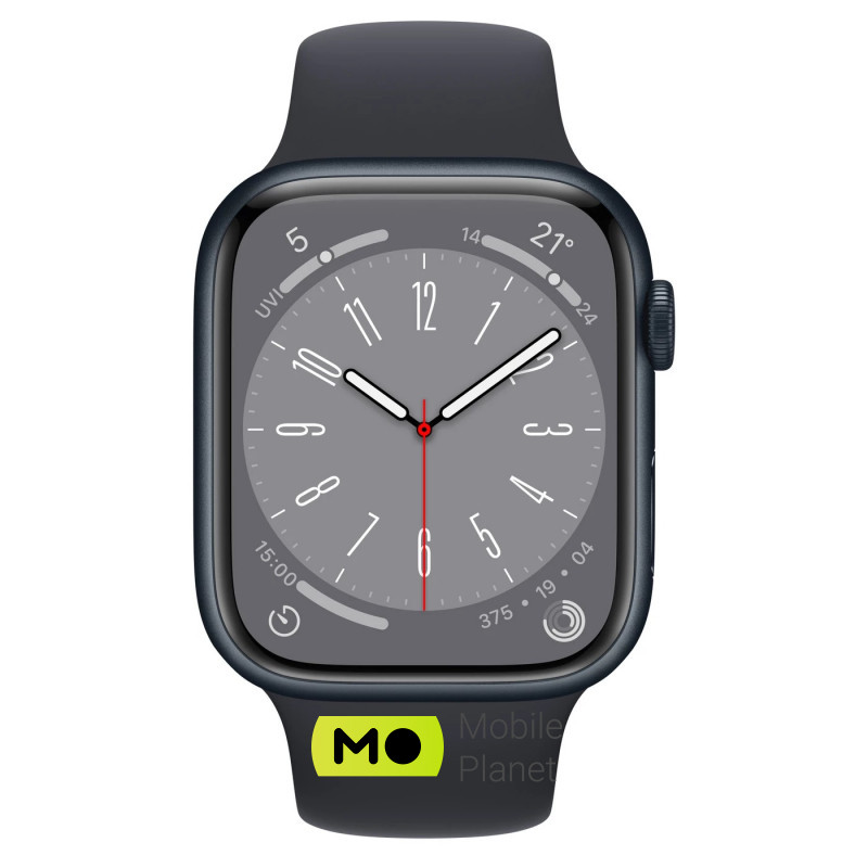Apple Watch Series 8 GPS 45mm Midnight Aluminum Case with Midnight Sport Band S/M (MNUJ3) Линейка Watch Series 8 GPS 45mm
