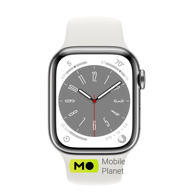 Apple Watch Series 8 GPS + Cellular 45mm Silver S. Steel Case w. White S. Band (MNKE3) Бренд: Apple; Лінійка: Watch Series 8 GPS +