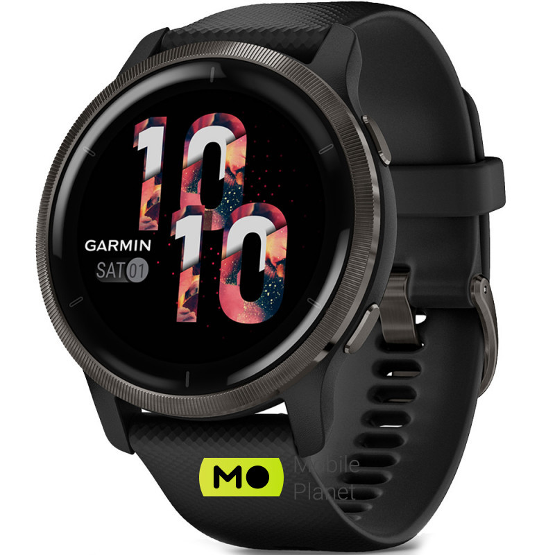 Garmin Venu 2 Plus Slate Stainless Steel Bezel with Black Case and Silicone Band (010-02496-01/11/51) Смарт-годинник сумісність iOS