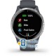 Garmin Venu Silver Stainless Steel Bezel w. Granite Blue and Silicone B. (010-02173-01)