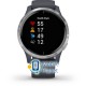 Garmin Venu Silver Stainless Steel Bezel w. Granite Blue and Silicone B. (010-02173-01)
