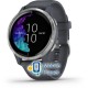 Garmin Venu Silver Stainless Steel Bezel w. Granite Blue and Silicone B. (010-02173-01)
