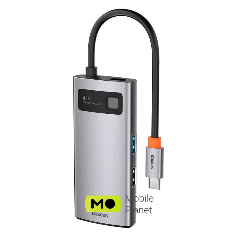USB-Hub Baseus Metal Gleam Series 4-in-1 Multifunctional Docking Station |2USB, HDMI, Type-C, 100W PD| (CAHUB-CY0G) Адаптер для підключення до