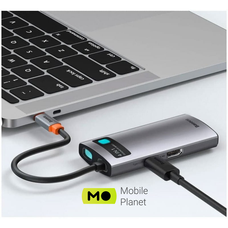 USB-Hub Baseus Metal Gleam Series 4-in-1 Multifunctional Docking Station |2USB, HDMI, Type-C, 100W PD| (CAHUB-CY0G) Порт підключення USB Type-C