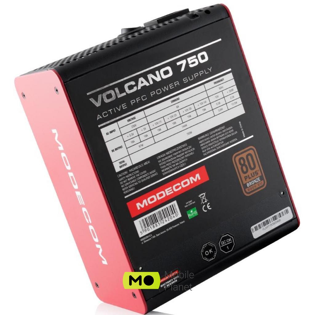 Modecom 750W VOLCANO (ZAS-MC85-SM-750-ATX-VOLCA) (UA) Тип БП: для комп'ютерів; Стандарт