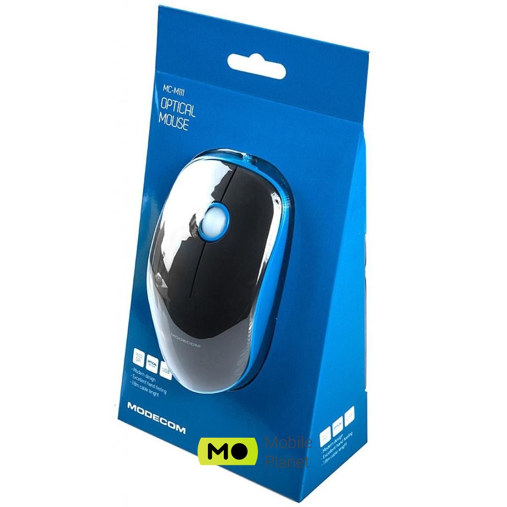 Modecom MC-M111 USB Blue-Black (M-MC-M111-140) (UA) Тип: дротові; Призначення: для
