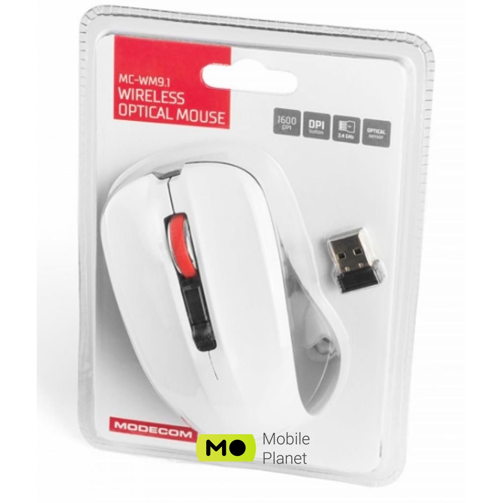 Modecom MC-M9.1 Wireless White (M-MC-0WM9.1-200) (UA) Тип: Бездротові; Підключення: