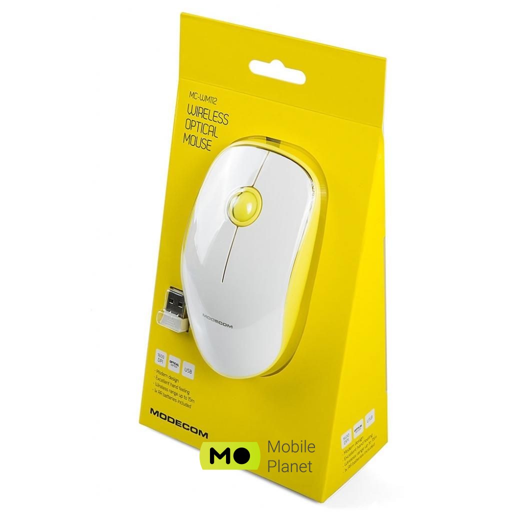 Modecom MC-WM112 Wireless Yellow-White (M-MC-WM112-290) (UA) Тип: Беспроводные; Назначение: