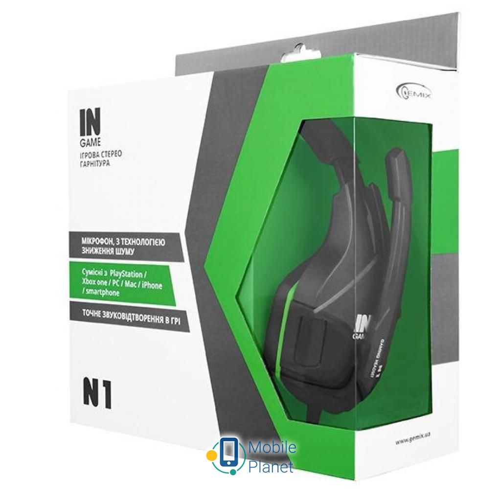 Навушники GEMIX N1 Black-Green Gaming (UA) Тип: геймерські (ігрові); Тип