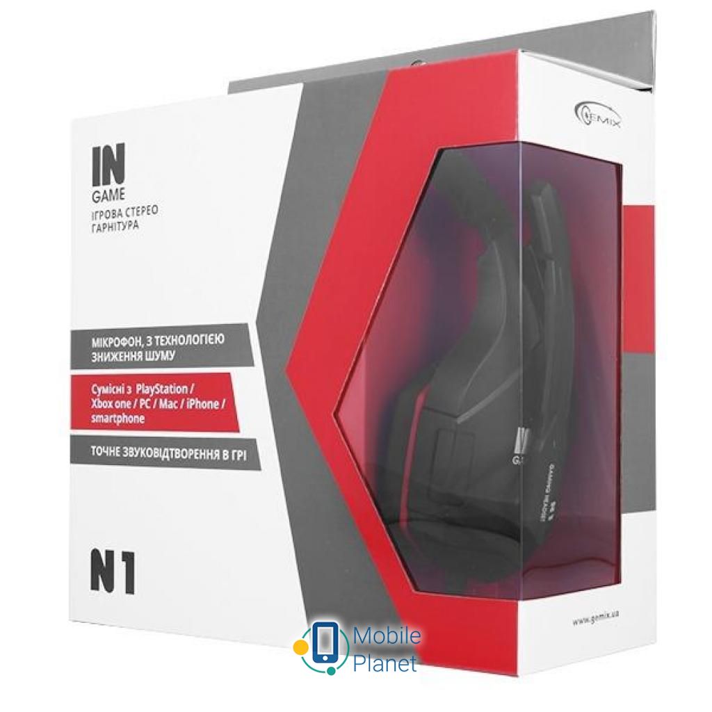 Навушники GEMIX N1 Black-Red Gaming (UA) Тип: геймерські (ігрові); Тип