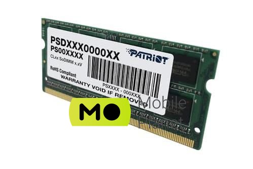 Patriot 8GB (1x8GB) 1600MHz CL11 Signature (PSD38G1600L2S) EU Серія: Signature; Тип пам'яті: DDR3 SODIMM;