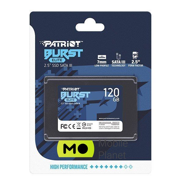 Patriot Burst Elite (PBE120GS25SSDR) Тип: внутрішній; Ємність: 120 ГБ;