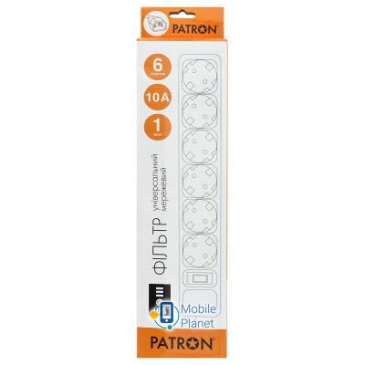 PATRON 1 m3 * 1mm2 (SP-1063U) 6 розеток BLACK (EXT-PN-SP-1063U) (UA) Номінальна напруга: 220 В; Робоча