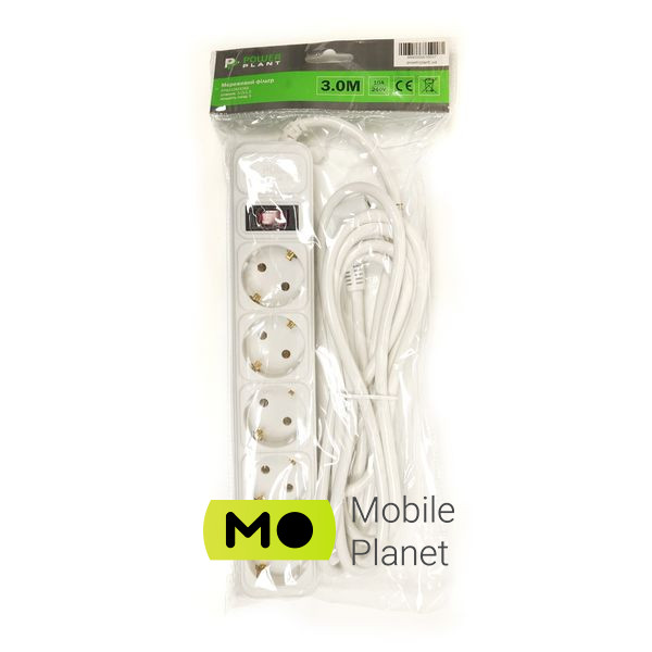 PowerPlant 3 м, 5 розеток, євростандарт (JY-1056/3) (PPSA10M30S5) (UA) Номінальна напруга: 220 В; Робоча