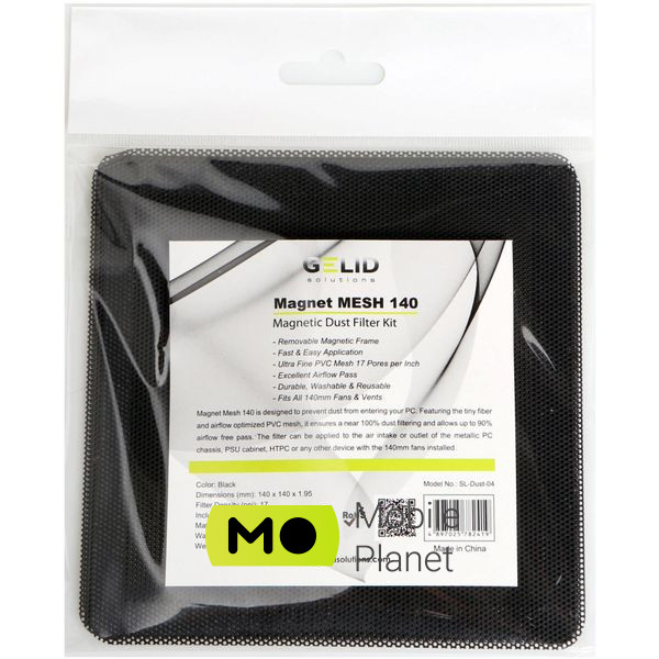 Пылевой фильтр для ПК Gelid Solutions MAGNET MESH DUST FILTER 140 3pcs (SL-Dust-04) (UA) Назначение: для корпусов;