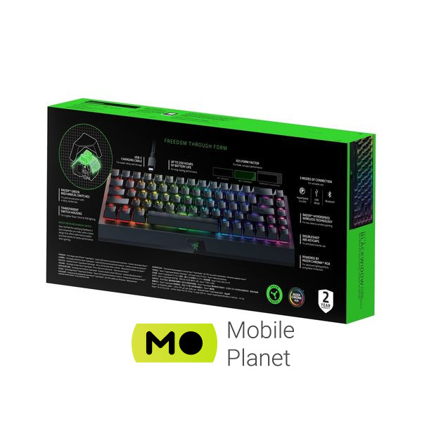 Razer BlackWidow V3 Mini Hyperspeed Green Switch RU (RZ03-03891600-R3R1) (UA) Тип: ігрова; Призначення: для ПК;