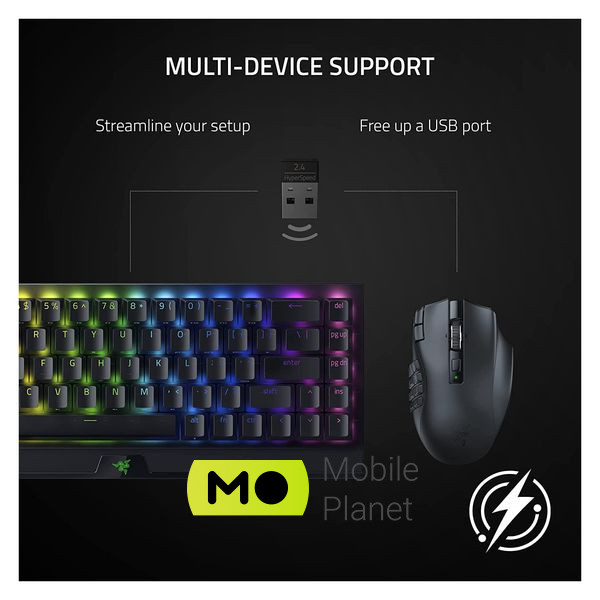 Razer Naga V2 Hyperspeed Wireless Black (RZ01-03600100-R3G1) (EU) Тип: Геймерські; Підключення: