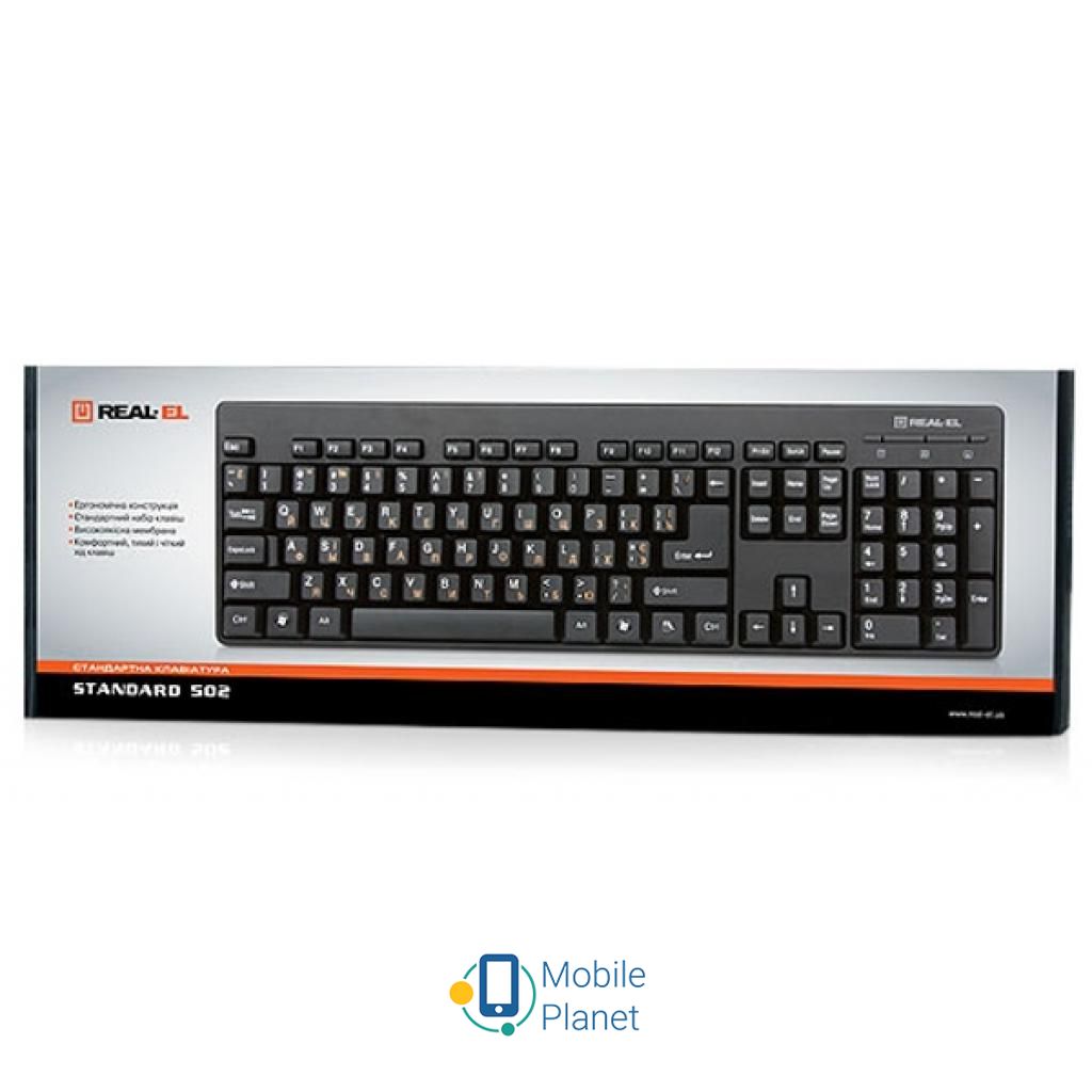 REAL-EL 502 Standard, USB, black (UA) Тип: дротова; Призначення: для