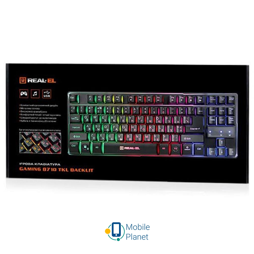 REAL-EL 8710 Gaming TKL Backlit, black (UA) Виробник: REAL-EL; Модель: 8710 Gaming TKL