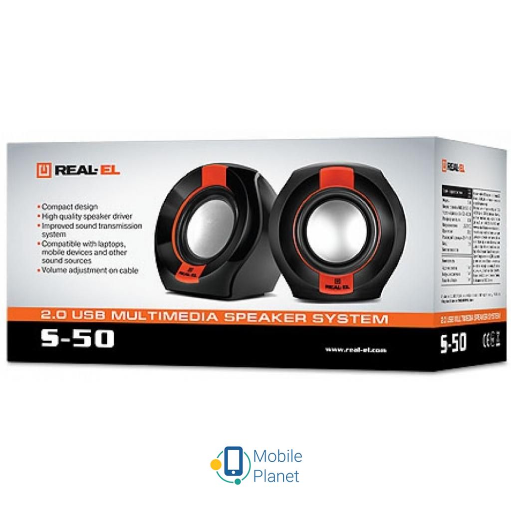 REAL-EL S-50 black-red (UA) Тип колонки для компьютера