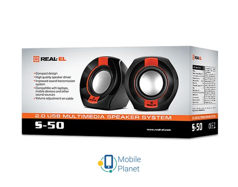 REAL-EL S-50 Black/Red  (EL121100008) Формат акустики 2.0