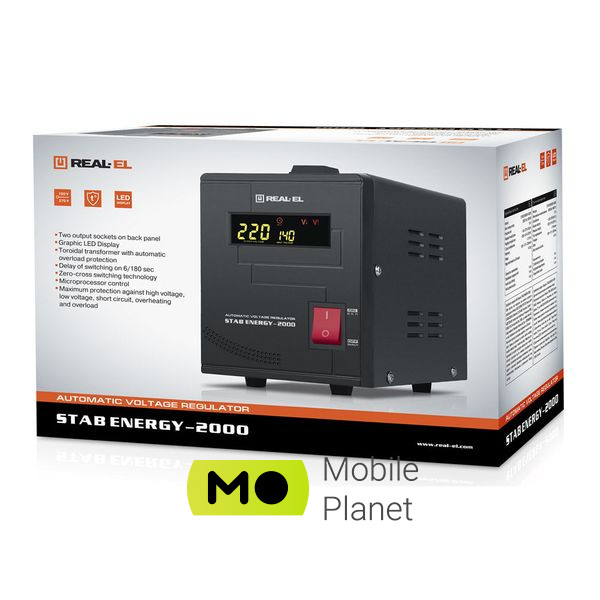 REAL-EL STAB ENERGY-2000 (EL122400013) (UA) Тип: релейный; Мощность, Вт: 1600