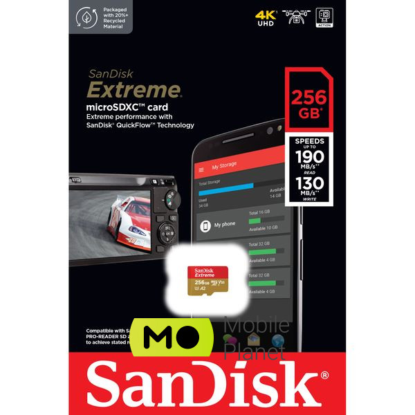 SanDisk 256GB microSD class 10 UHS-I U3 Extreme (SDSQXAV-256G-GN6MN) (UA) Тип картки пам'яті microSDXC