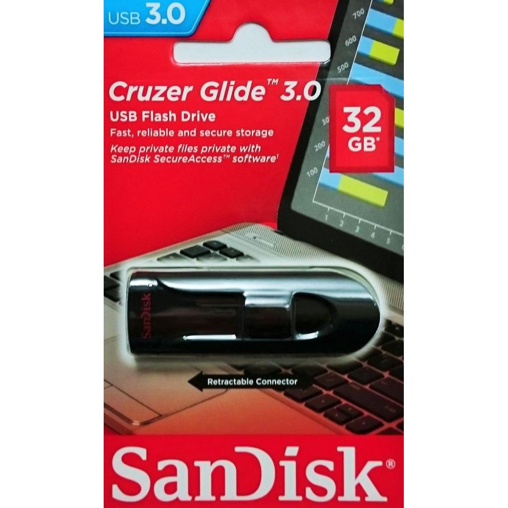 SANDISK 32GB Glide USB 3.0 (SDCZ600-032G-G35) (UA) Тип: З висувним USB; Обсяг пам'яті: