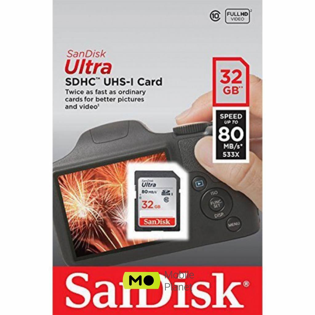 SANDISK 32GB SDHC class 10 Ultra (SDSDUN4-032G-GN6IN) Тип карти пам'яті: SDHC; Обсяг