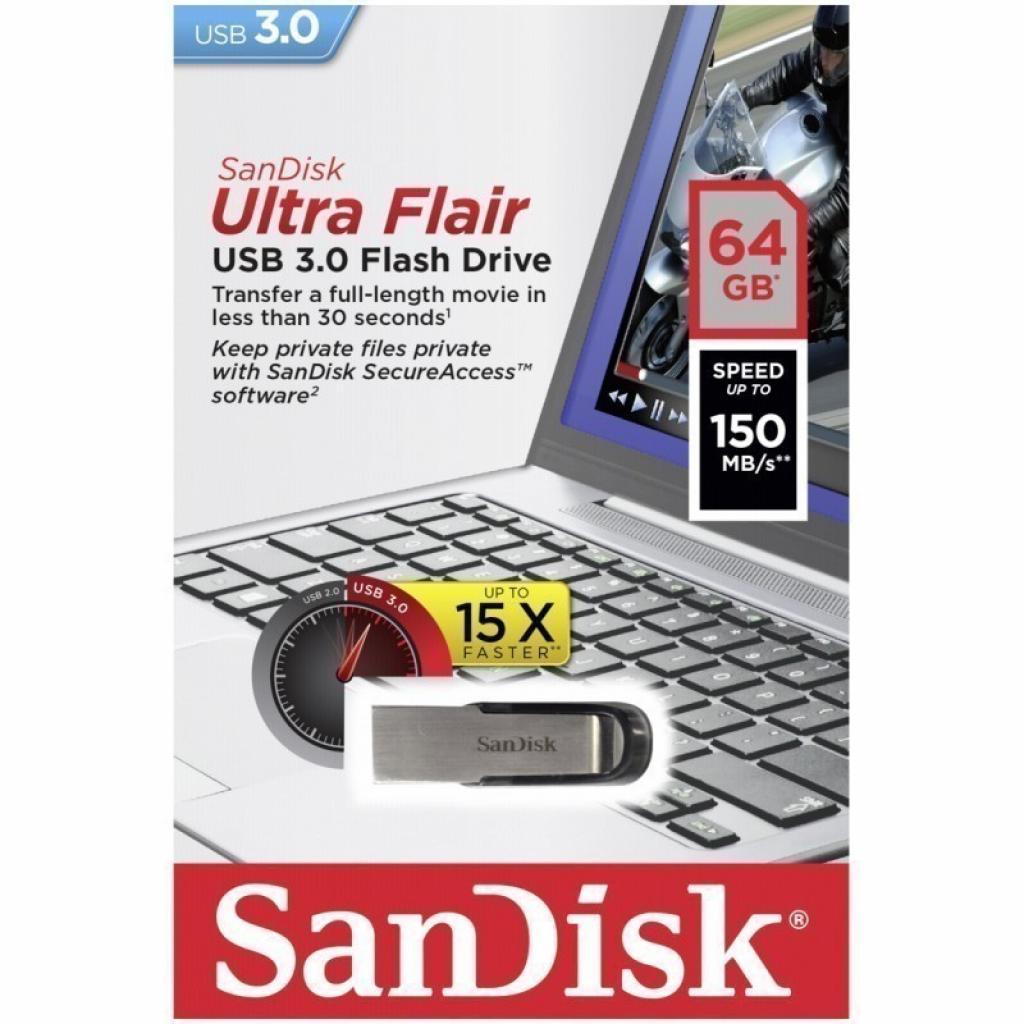 SANDISK 64GB Flair USB 3.0 (SDCZ73-064G-G46) Тип: Оригінальне оформлення, В