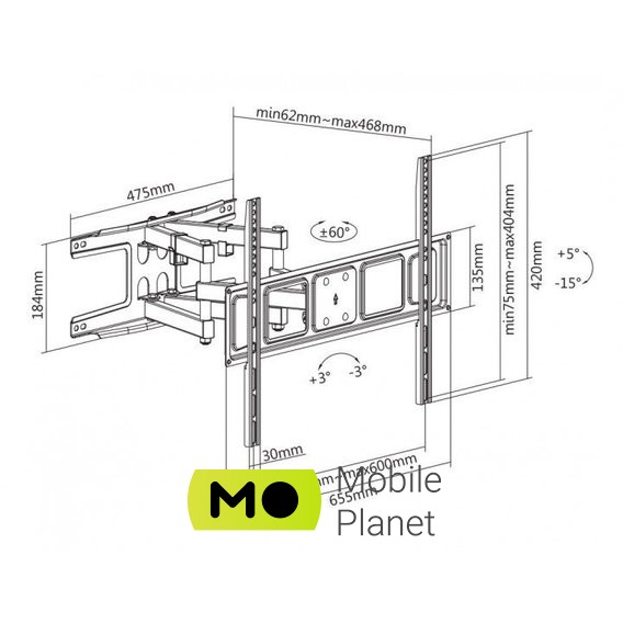 Satelit 39-80PIVOT600A Цвет: Черный; Назначение: Для