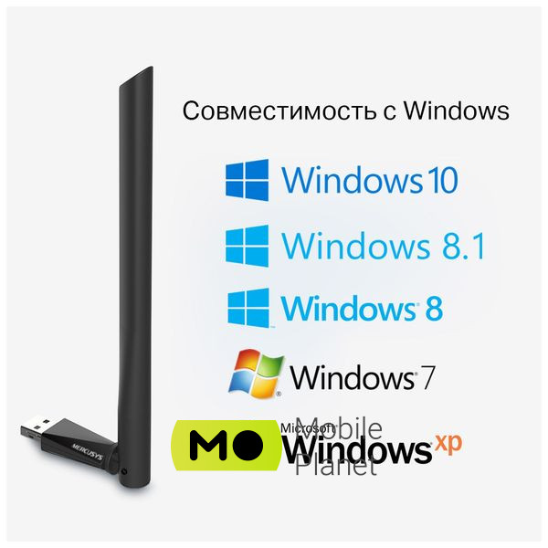 Мережа карта Wi-Fi Mercusys MU6H (UA) Швидкість передачі: до 433Mbps;