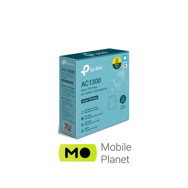 Сетевая карта Wi-Fi TP-Link ARCHER-T3U-NANO (UA) Скорость передачи данных до 867Mbps + 400Mbps