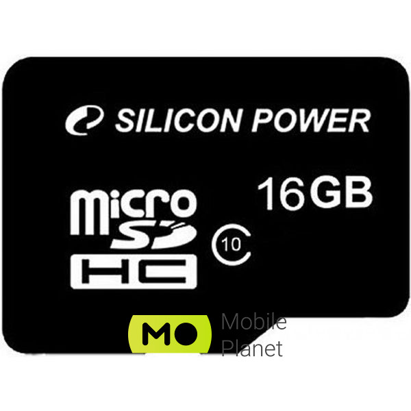 Silicon Power 16Gb MicroSD class 10 (SP016GBSTH010V10SP) (UA) Тип картки: microSDHC; Об'єм пам'яті: 16