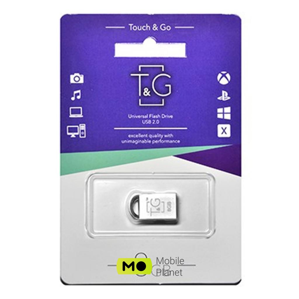 T & G 8GB 107 Metal Series Silver USB 2.0 (TG107-8G) (UA) Тип: Суперкомпактні, В
