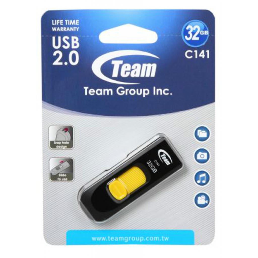 Team 32GB Team C141 Yellow USB 2.0 (TC14132GY01) Тип: З висувним USB; Обсяг пам'яті: