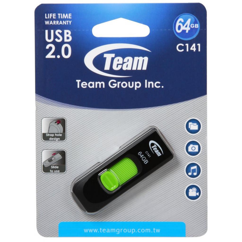Team 64GB C141 Green USB 2.0 (TC14164GG01) (UA) Тип: З висувним USB; Обсяг пам'яті: