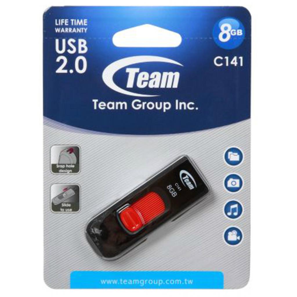 Team 8GB C141 Red USB 2.0 (TC1418GR01) Тип: З висувним USB, Стильні та