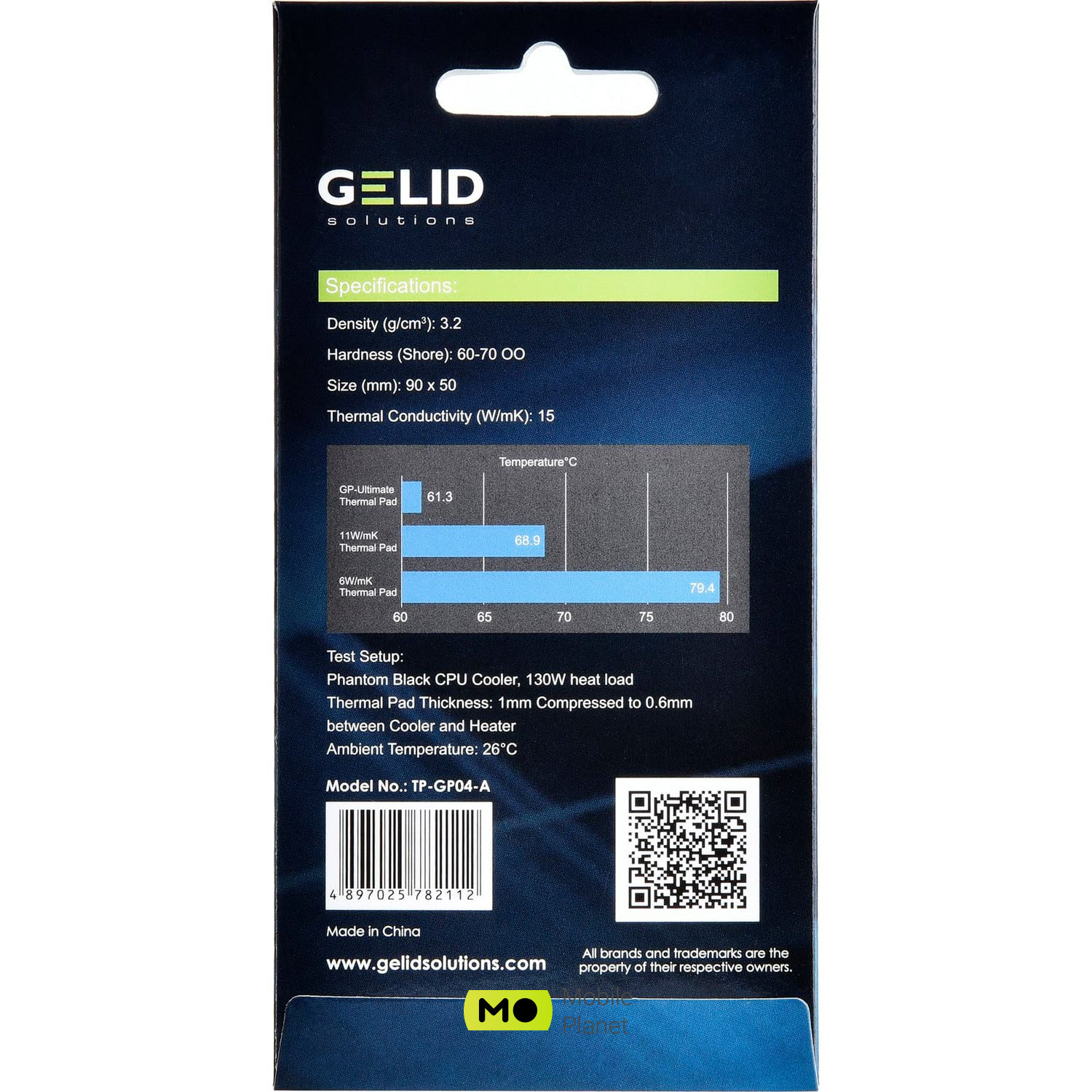 Термопрокладка GELID SOLUTIONS GP-Ultimate Thermal Pad 90x50x1.5mm (TP-GP04-C) (UA) Модель: GP-Ultimate Thermal Pad;