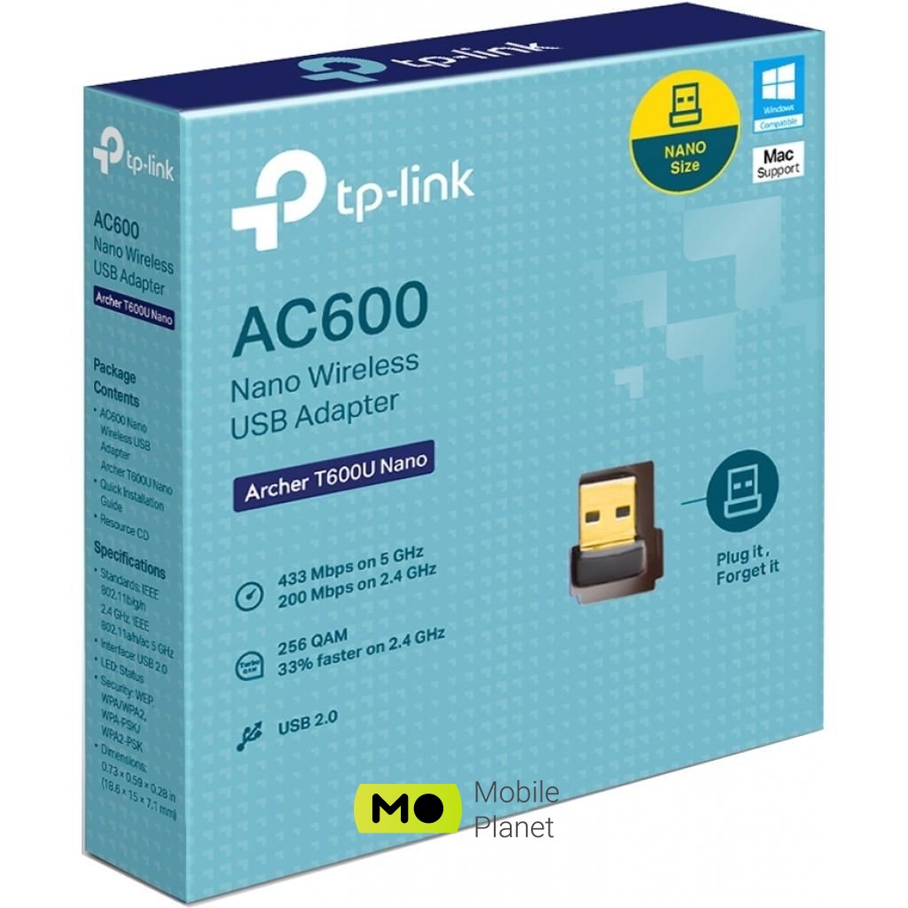 TP-Link ARCHER-T600U-NANO (UA) Стандарт Wi-Fi: 802.11a / b / g / n / ac;