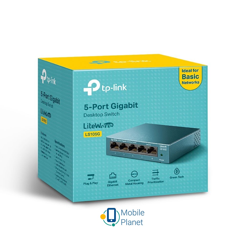 TP-Link LiteWave (LS105G) (UA) Тип: Комутатор; Порти: 5 x 10 / 100 / 1000