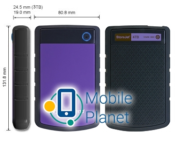 Transcend StoreJet 25H3 (TS4TSJ25H3B) (UA) Тип: зовнішній; Ємність: 4000 ГБ;