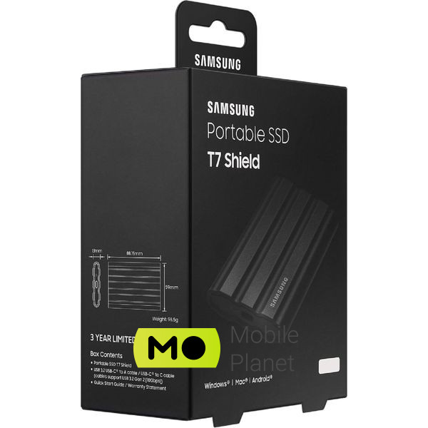 USB 3.2 1TB T7 Shield Samsung (MU-PE1T0S/EU) (UA) Тип накопичувача: зовнішній;