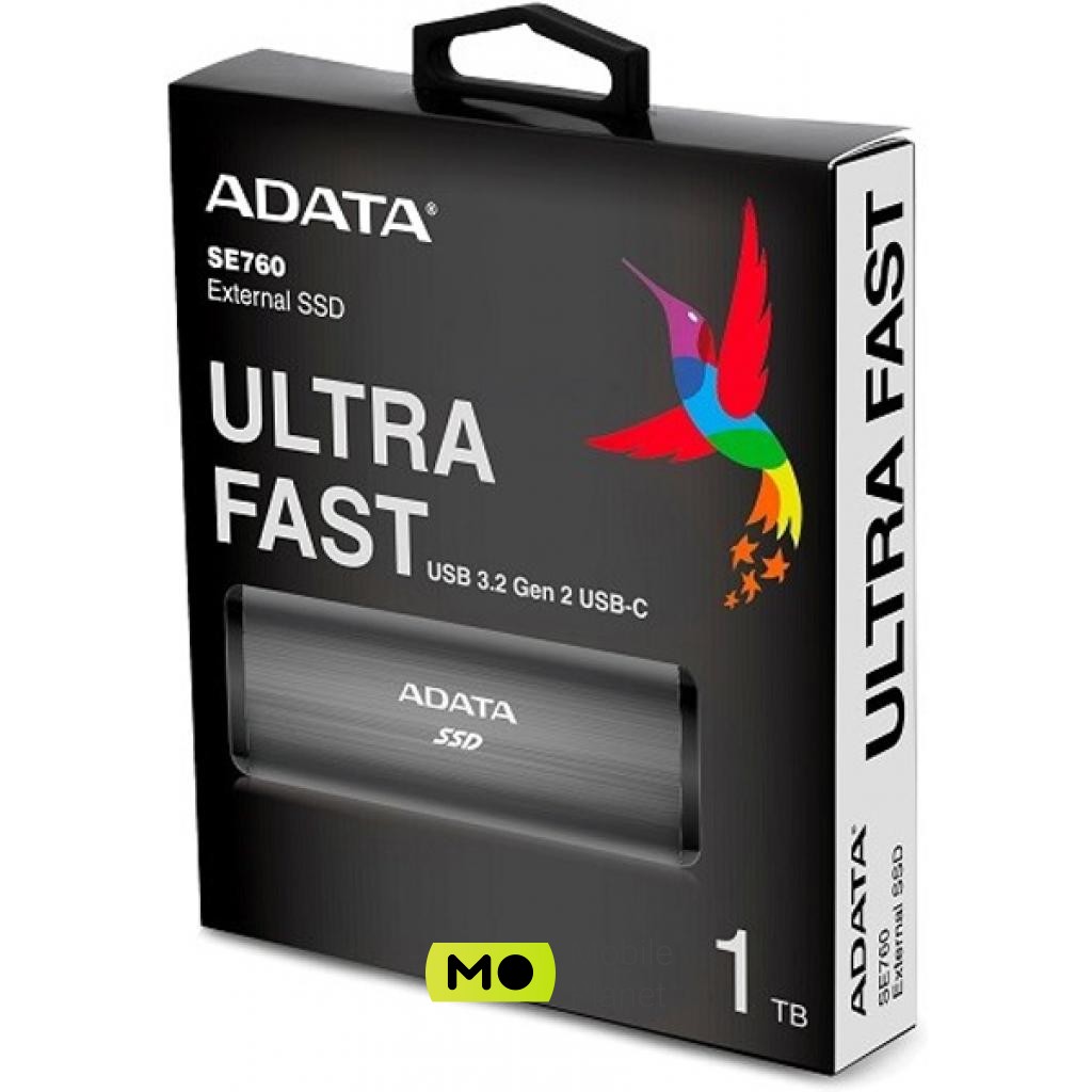 USB 3.2 512GB ADATA (ASE760-512GU32G2-CTI) (UA) Тип: зовнішній; Об'єм пам'яті: 512