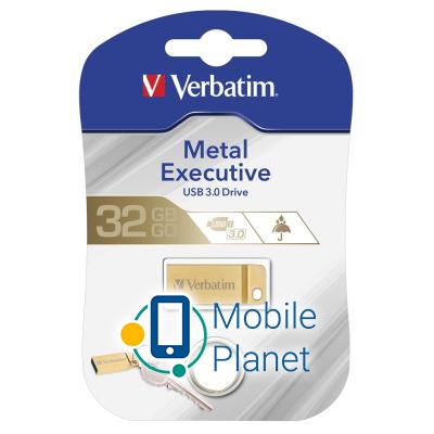 Verbatim 32GB Metal Executive Gold USB 3.0 (99105) (UA) Тип: Високошвидкісні,