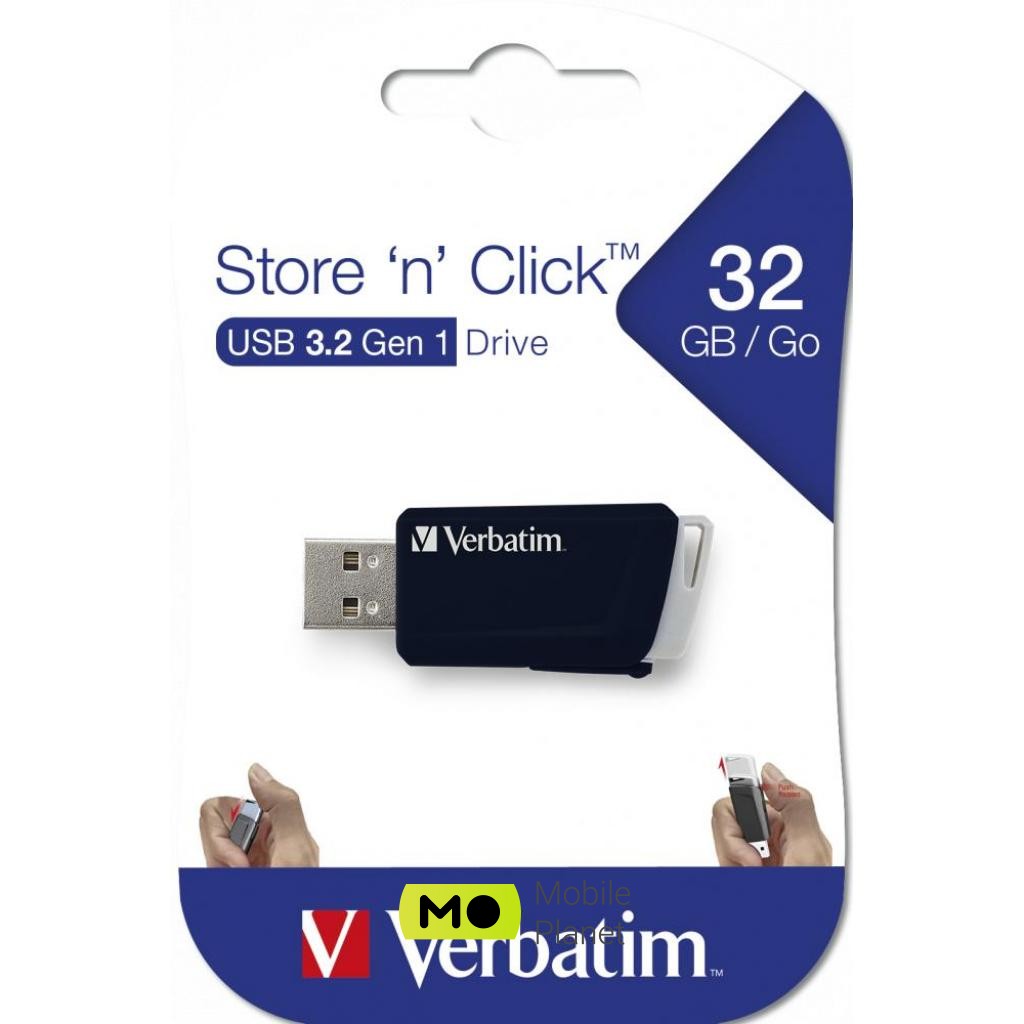 Verbatim 32GB Store n Click USB 3.2 (49307) (UA) Тип: З висувним USB; Обсяг пам'яті: