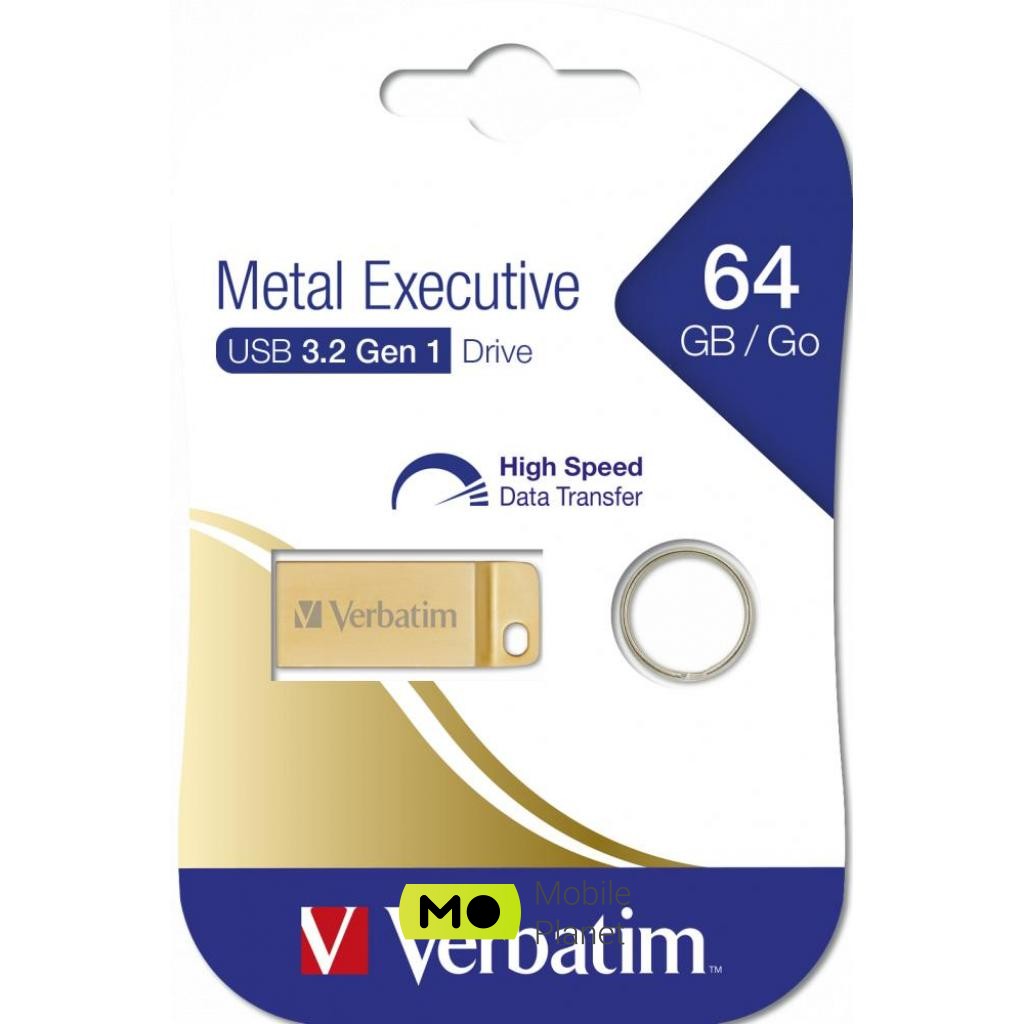 Verbatim 64GB Metal Executive Gold USB 3.0 (99106) (UA) Тип: У металевому корпусі; Обсяг